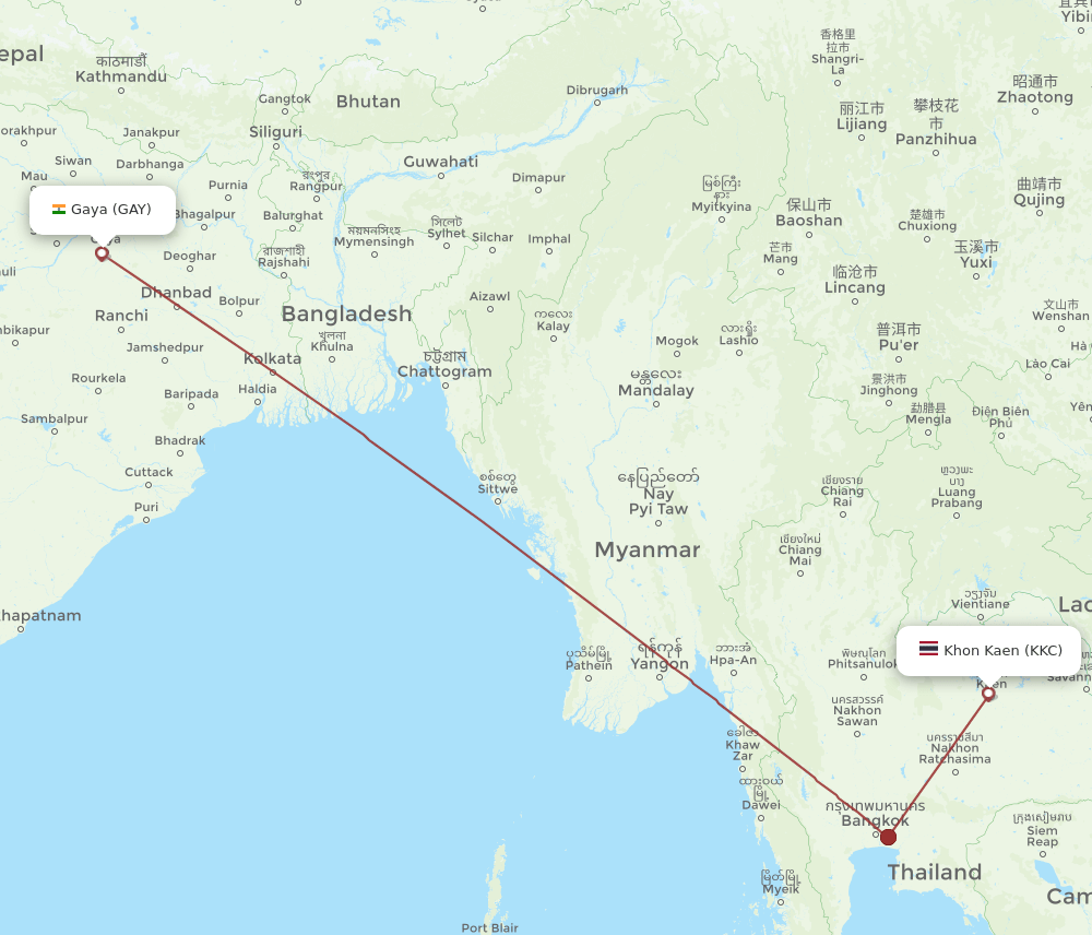 KKC-GAY flight routes