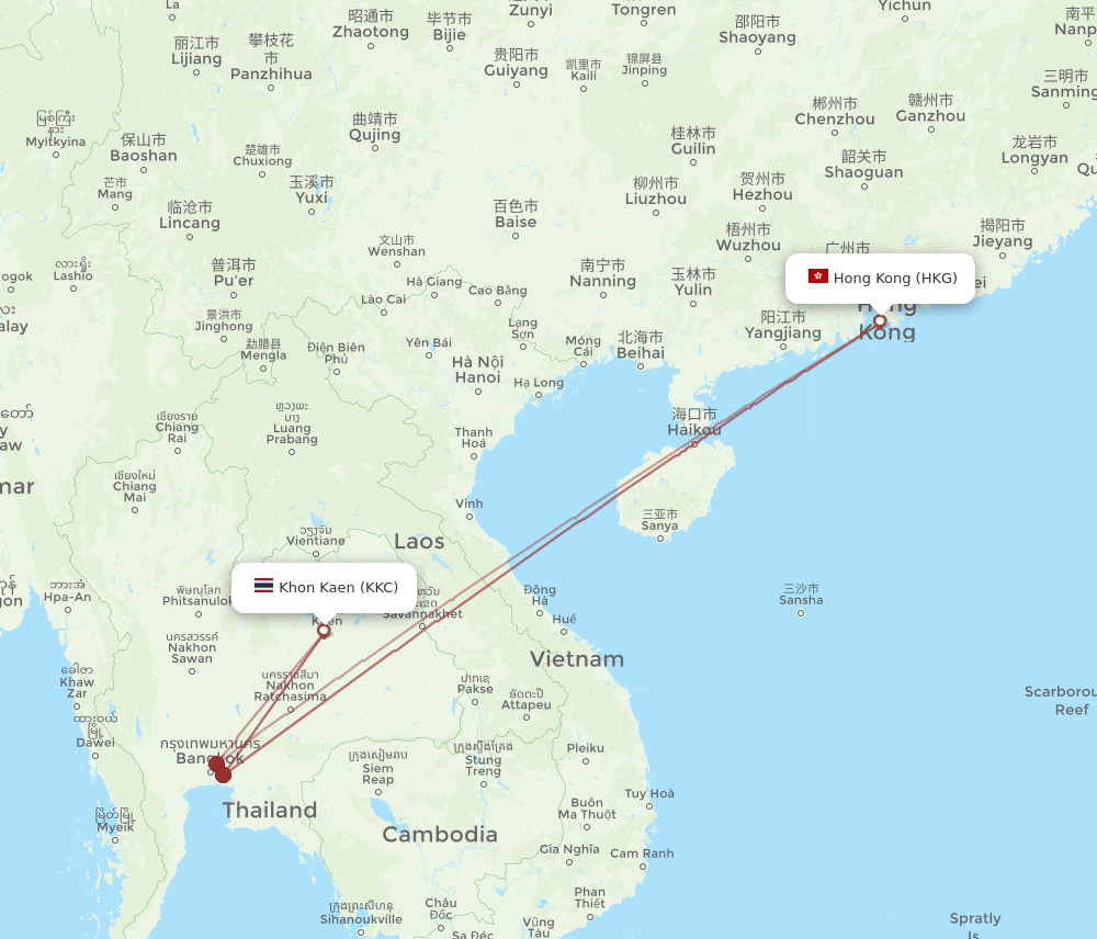 KKC-HKG flight routes
