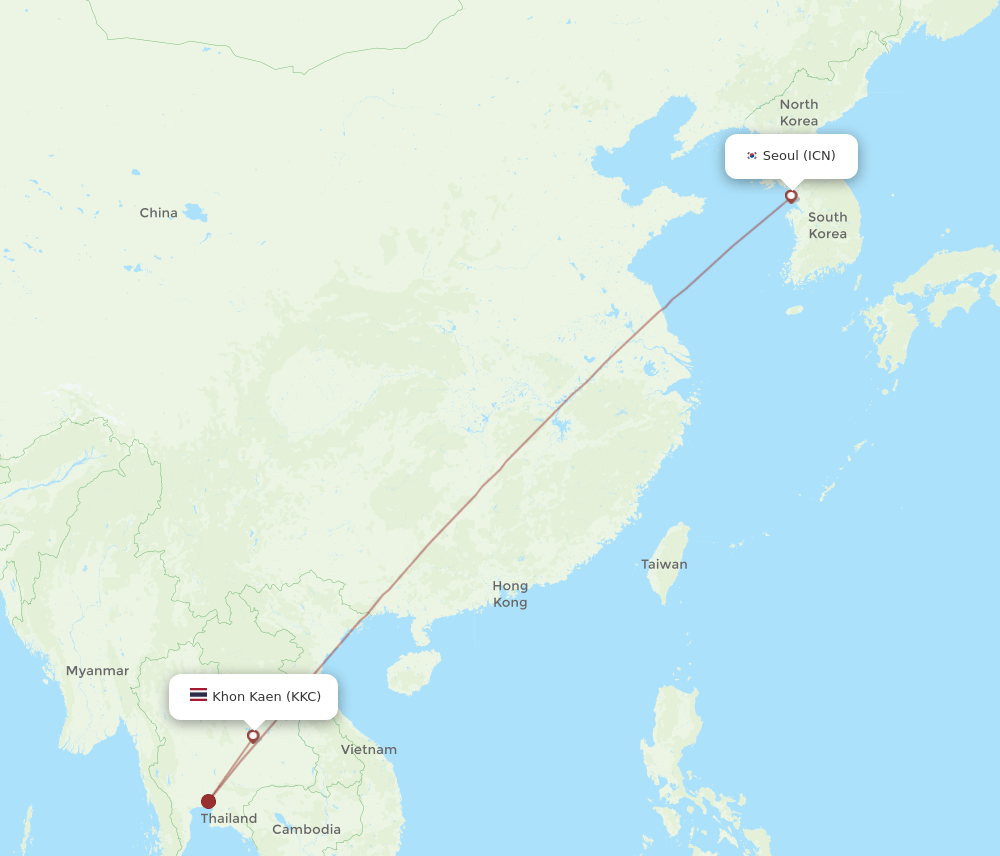 KKC-ICN flight routes