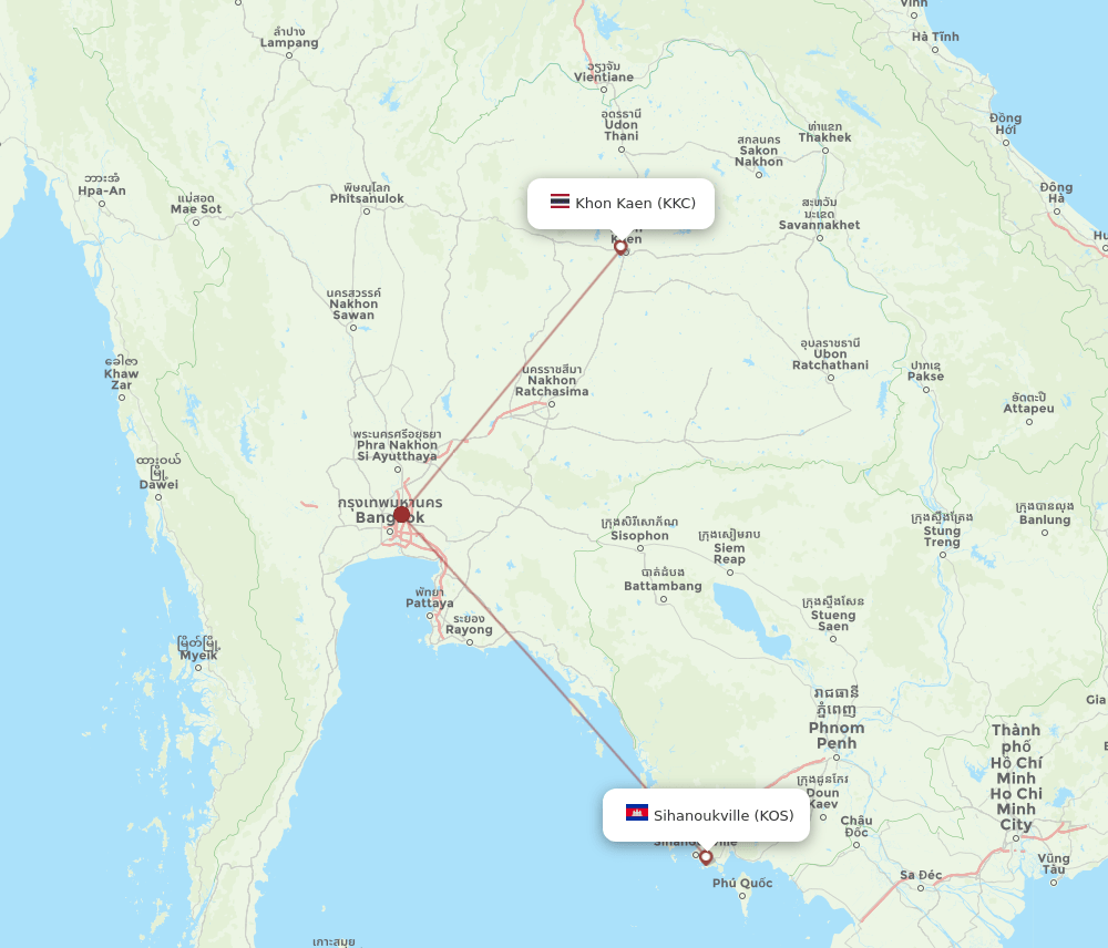 KKC to KOS flights and routes map