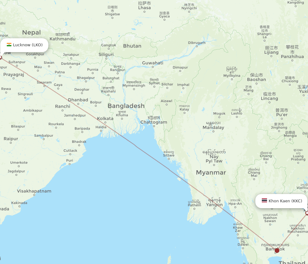 KKC-LKO flight routes