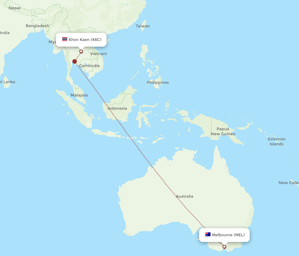 KKC-MEL flight routes