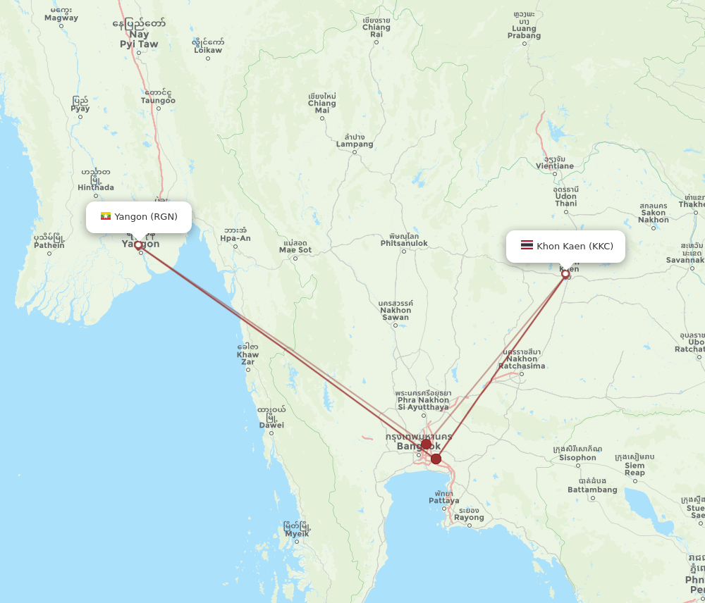 KKC to RGN flights and routes map