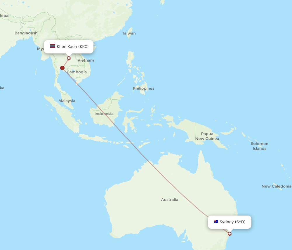 KKC-SYD flight routes
