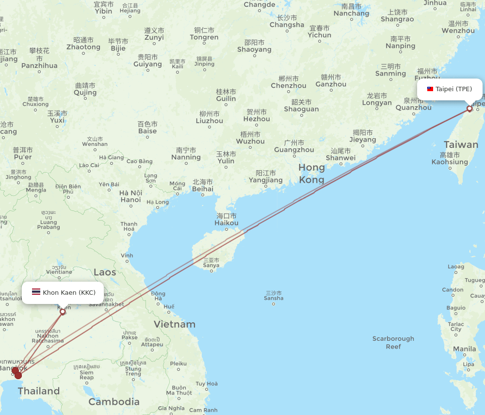 KKC-TPE flight routes