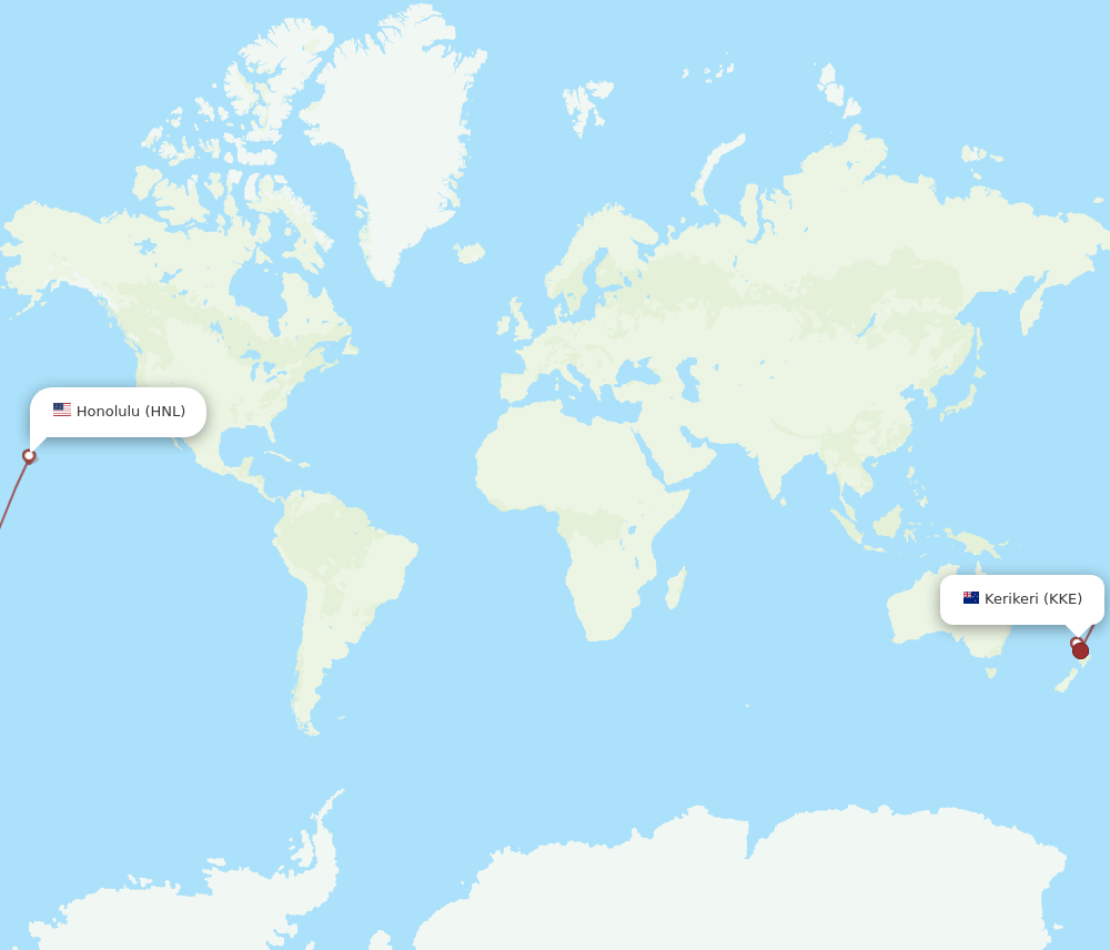 KKE-HNL flight routes