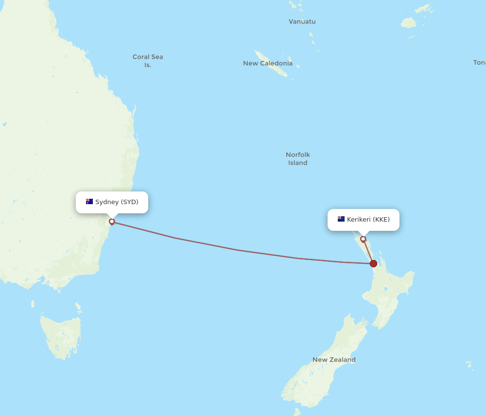 KKE-SYD flight routes