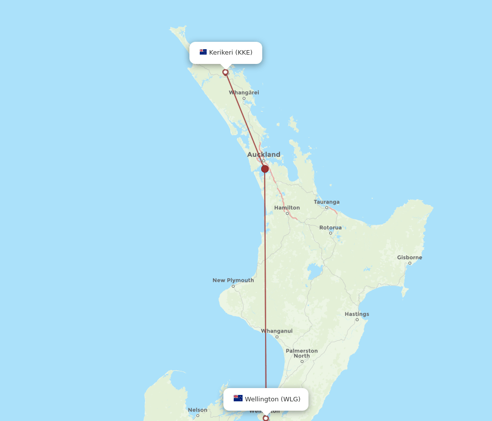 KKE-WLG flight routes
