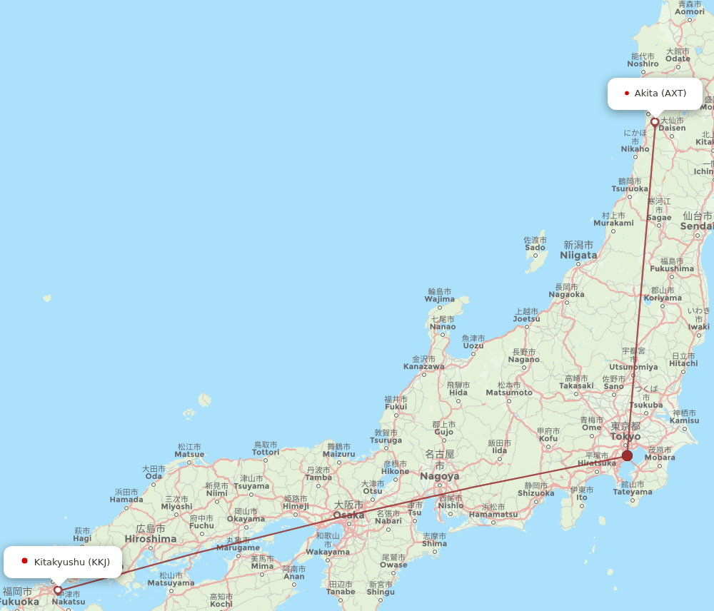 KKJ to AXT flights and routes map