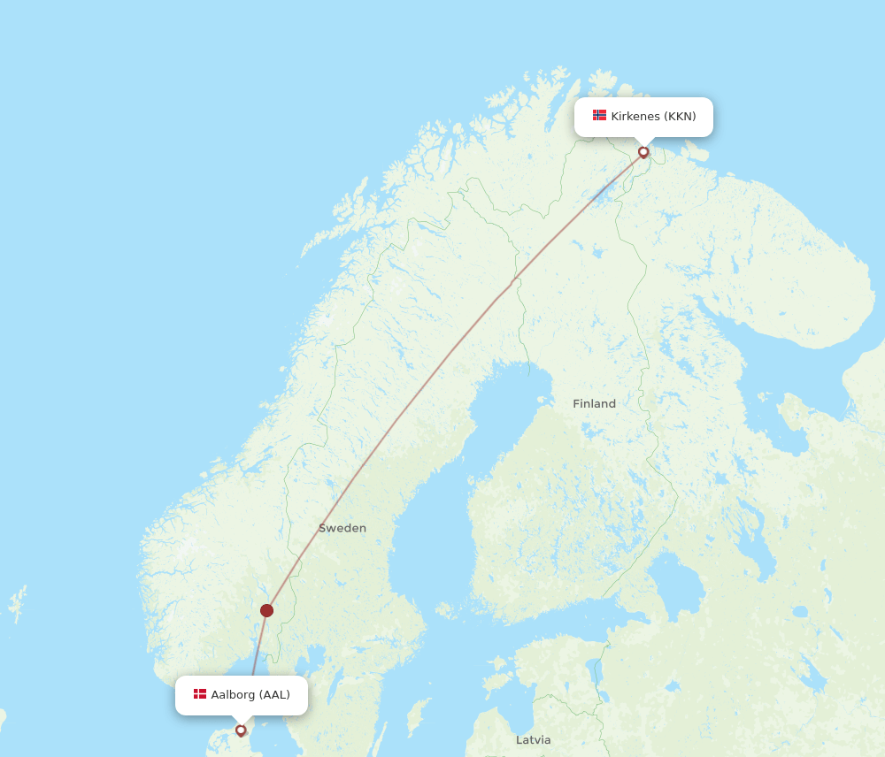 KKN-AAL flight routes
