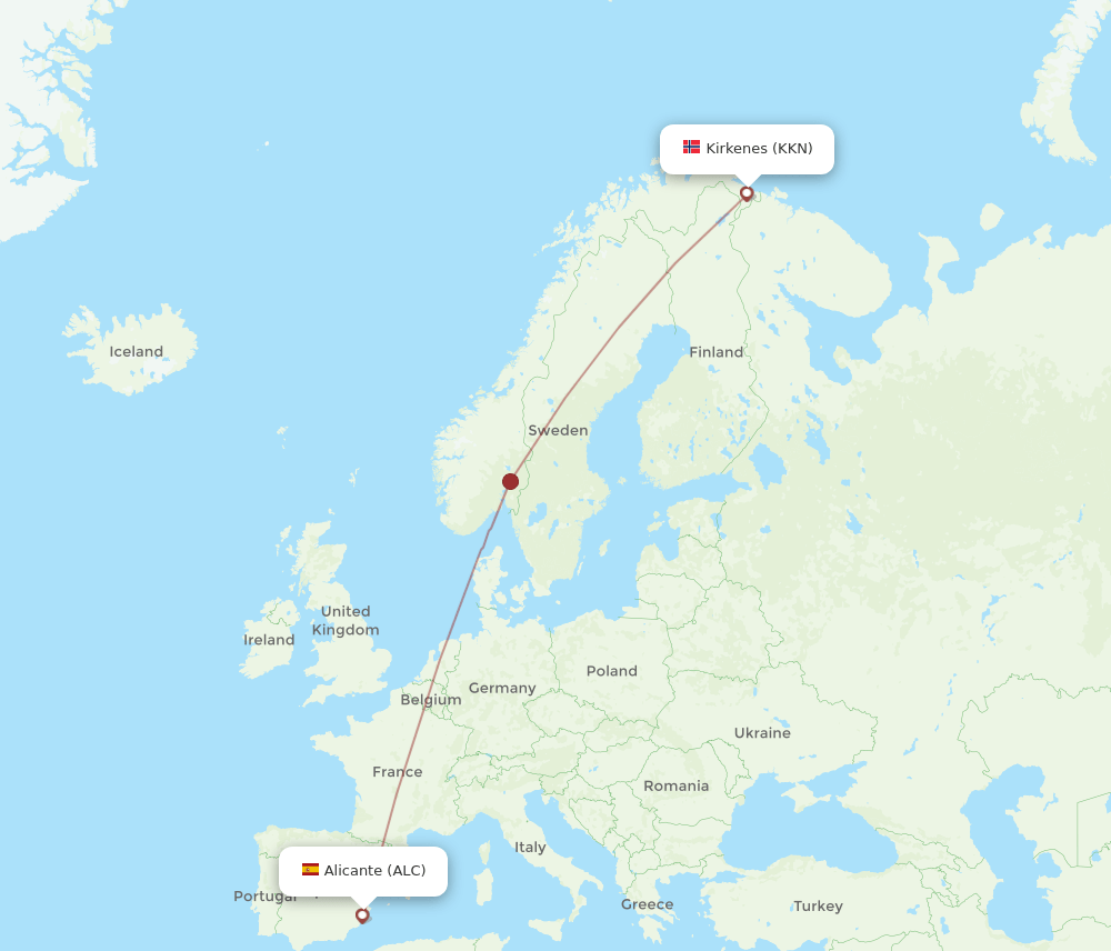 KKN-ALC flight routes
