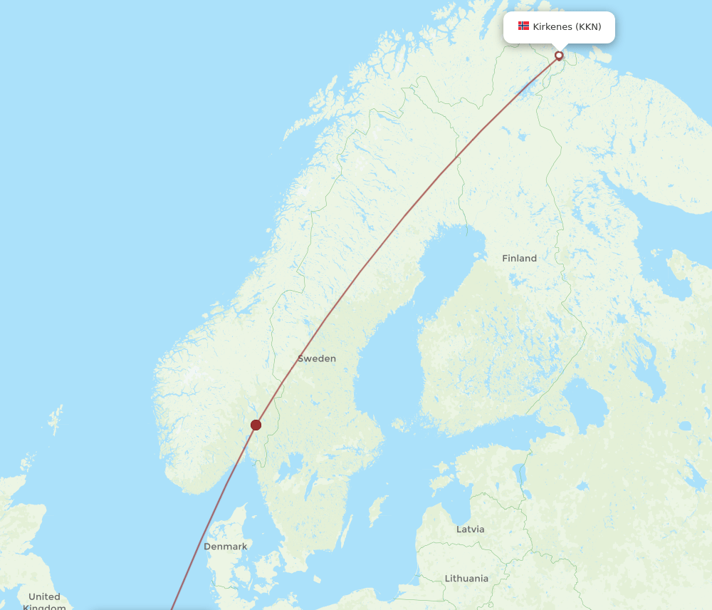 KKN to AMS flights and routes map