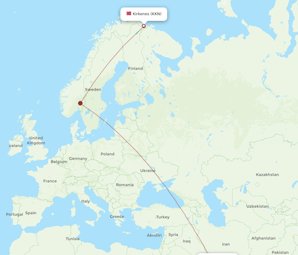 KKN-DOH flight routes