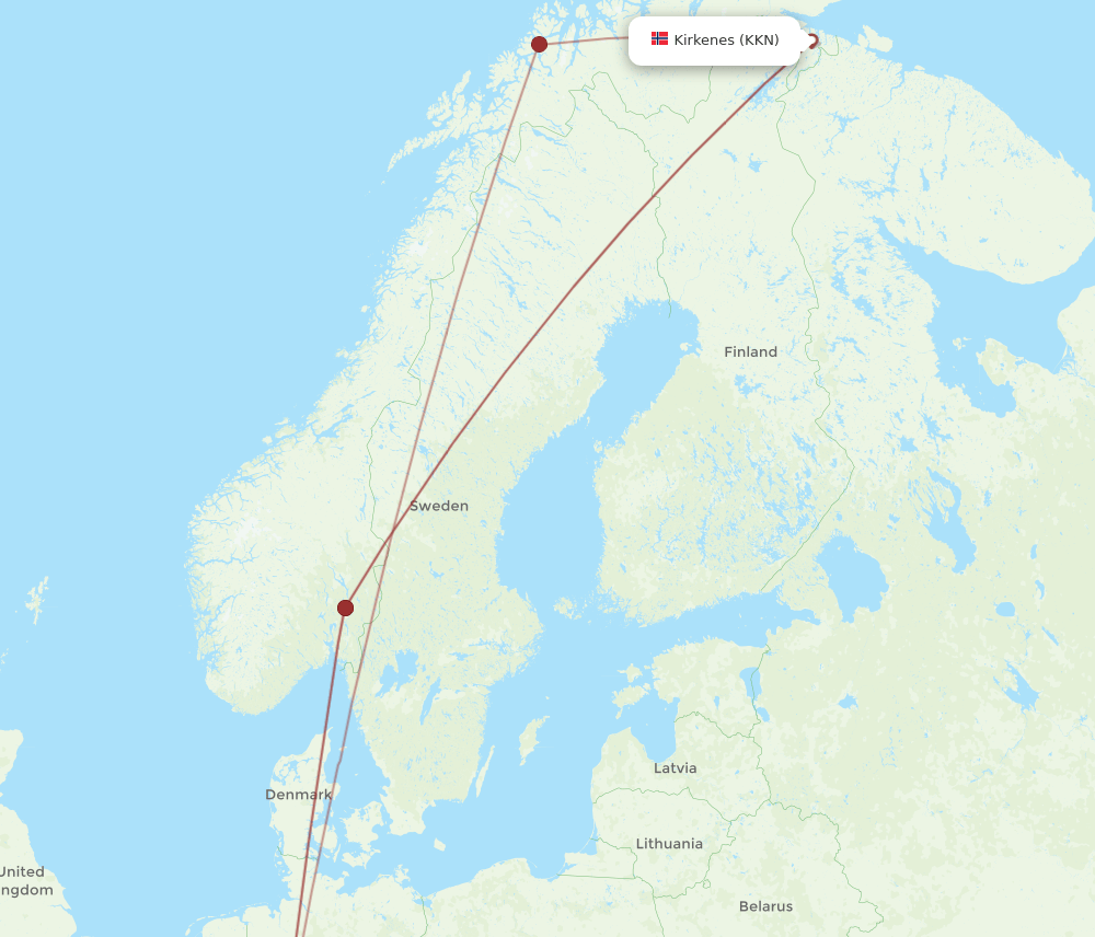 KKN-FRA flight routes