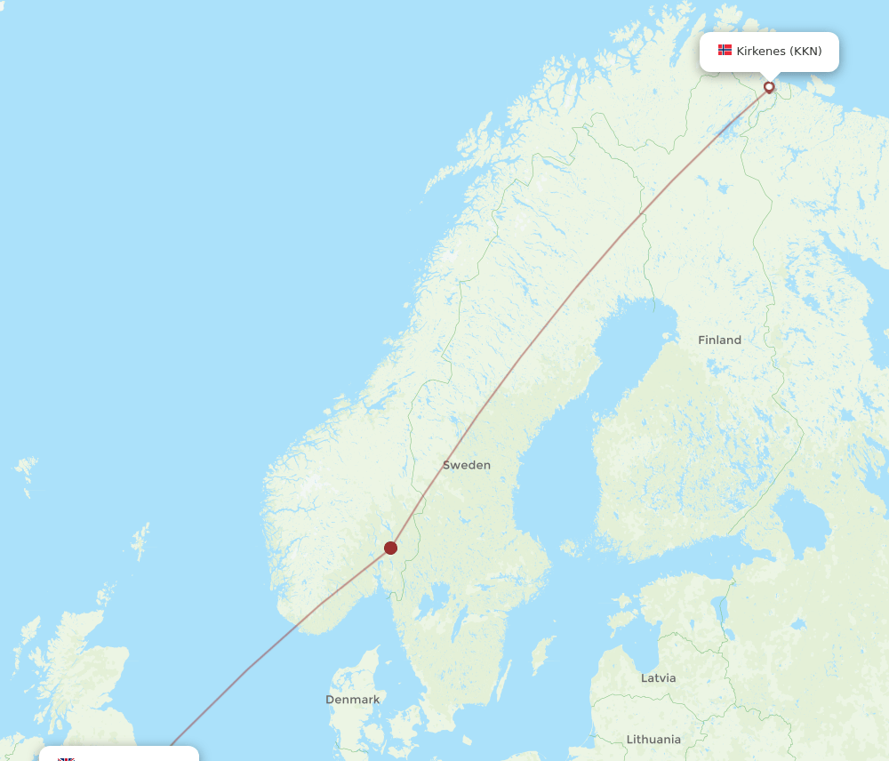 KKN to MAN flights and routes map