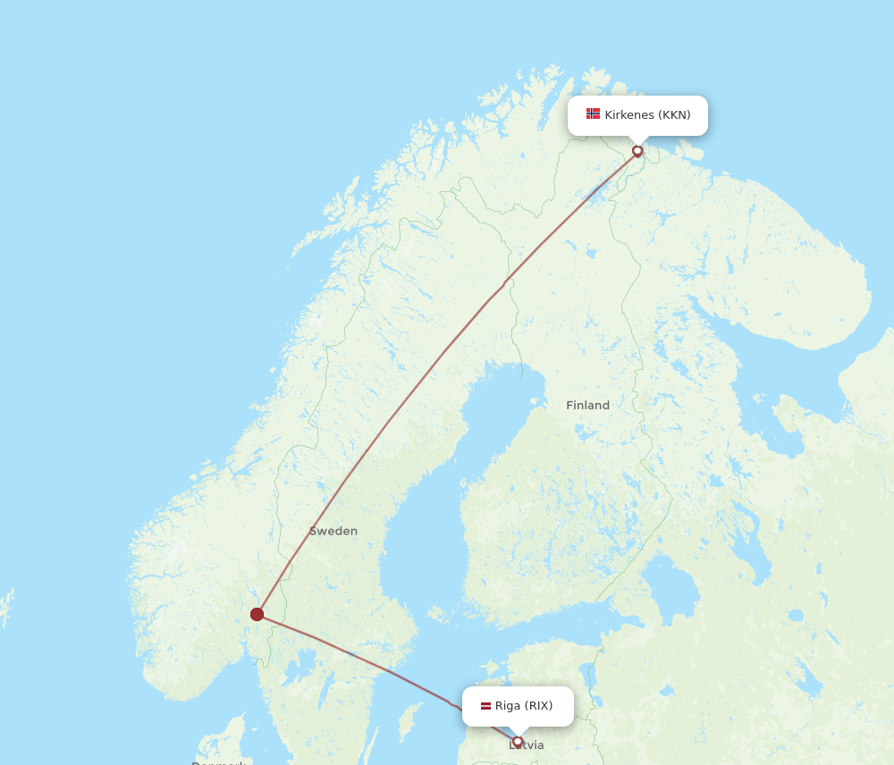 KKN to RIX flights and routes map