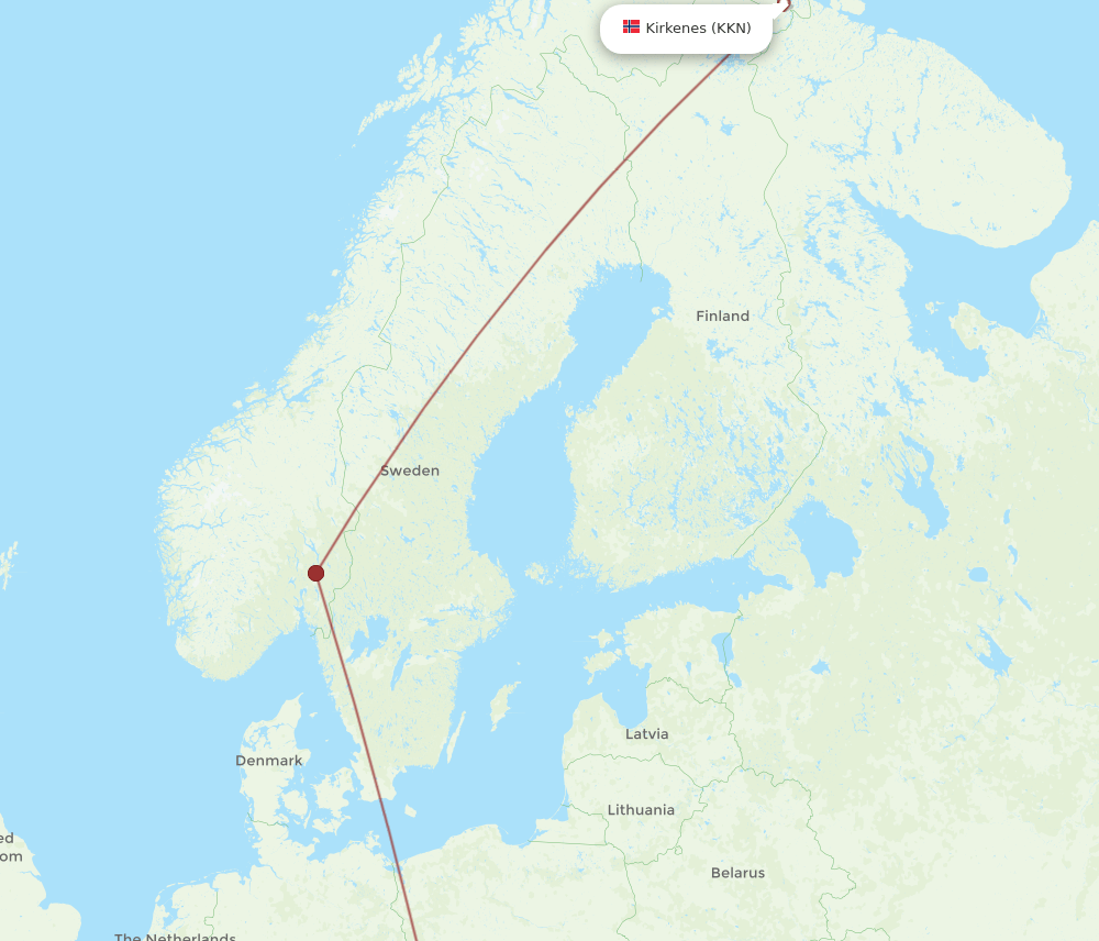 Vienna - Kirkenes route map and flight paths
