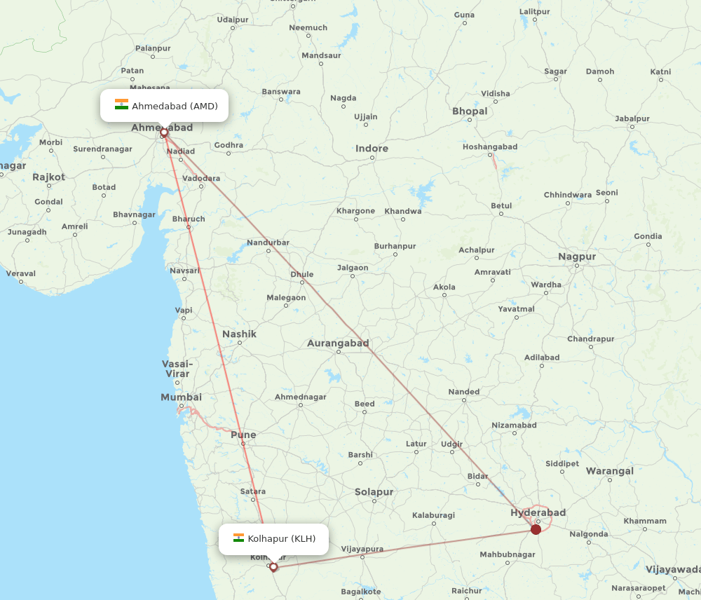 KLH-AMD flight routes
