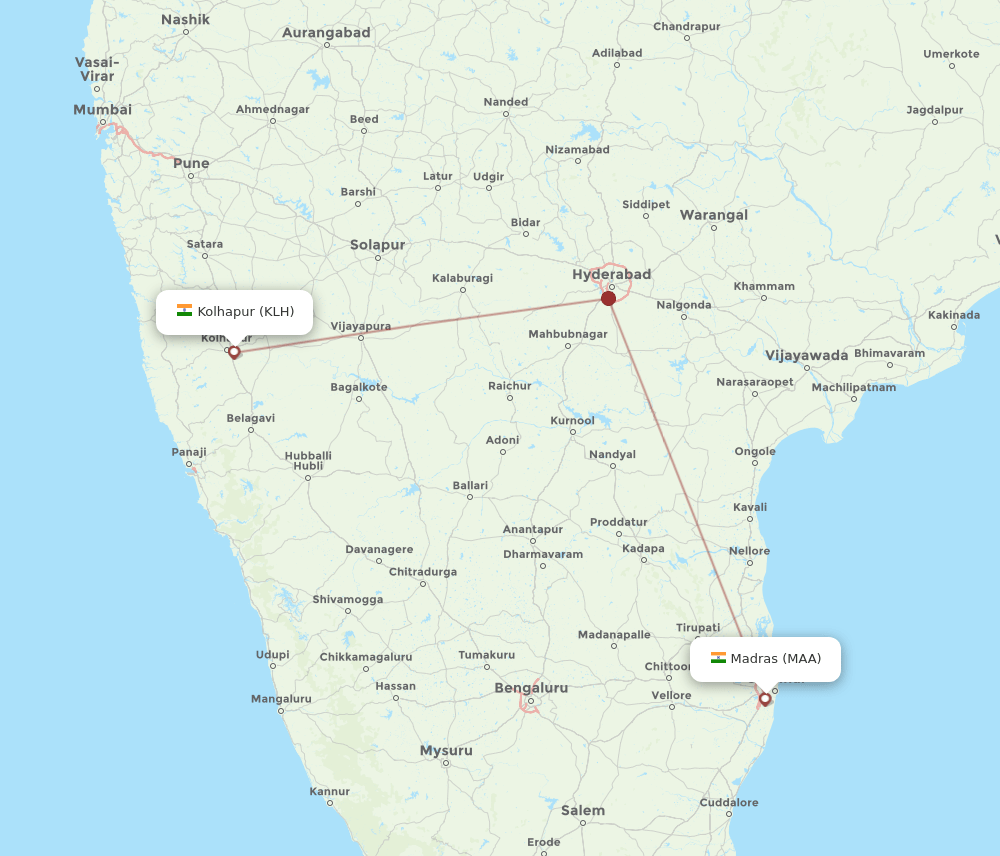 KLH-MAA flight routes