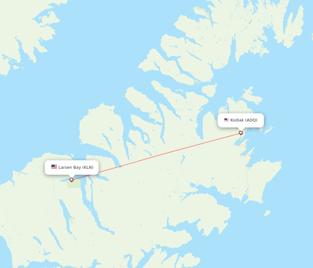 Larsen Bay - Kodiak route map and flight paths