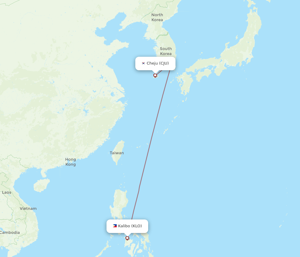 KLO-CJU flight routes