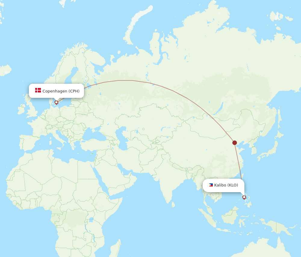KLO-CPH flight routes