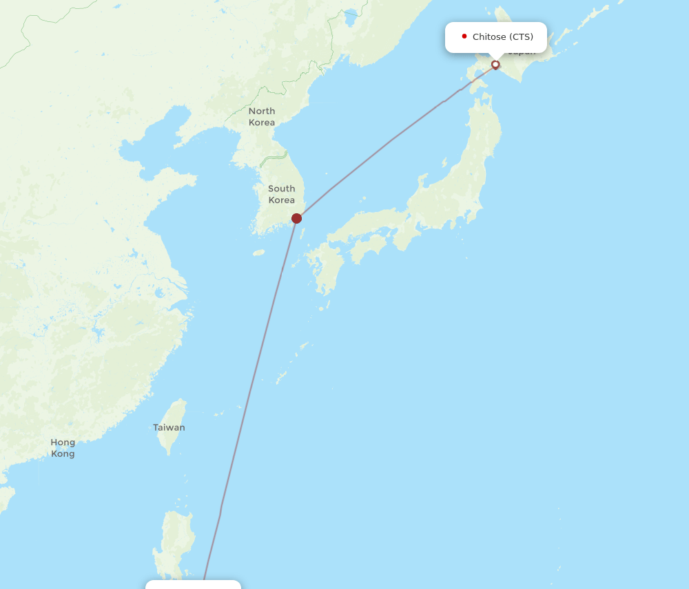 Sapporo - Kalibo route map and flight paths