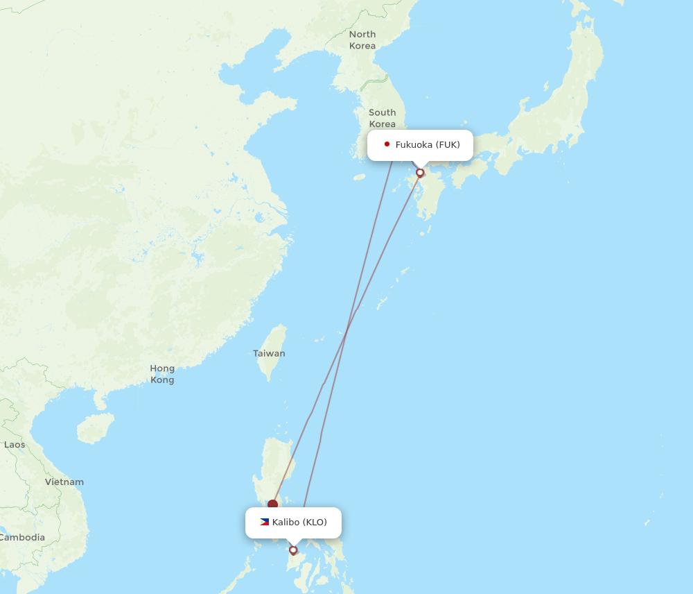 KLO to FUK flights and routes map