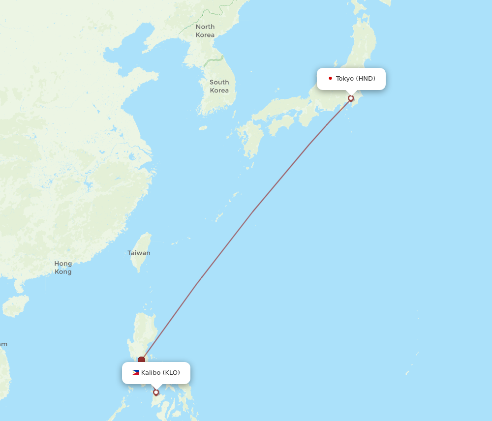 KLO to HND flights and routes map