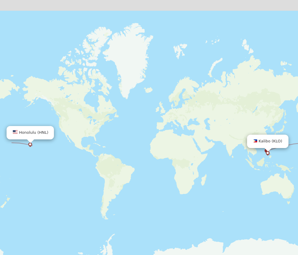 Honolulu - Kalibo route map and flight paths