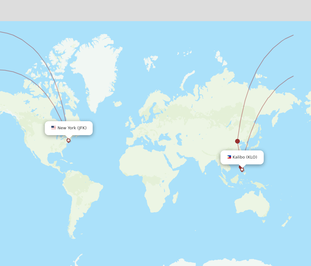 New York - Kalibo route map and flight paths