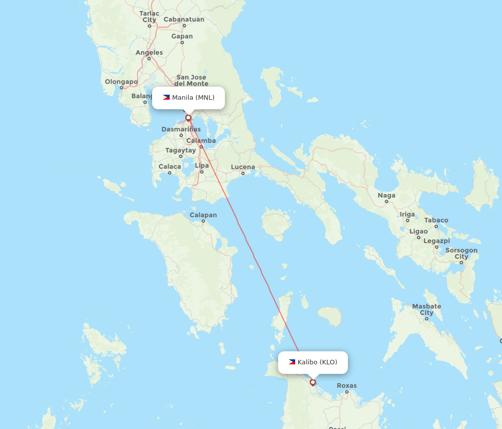 KLO to MNL flights and routes map