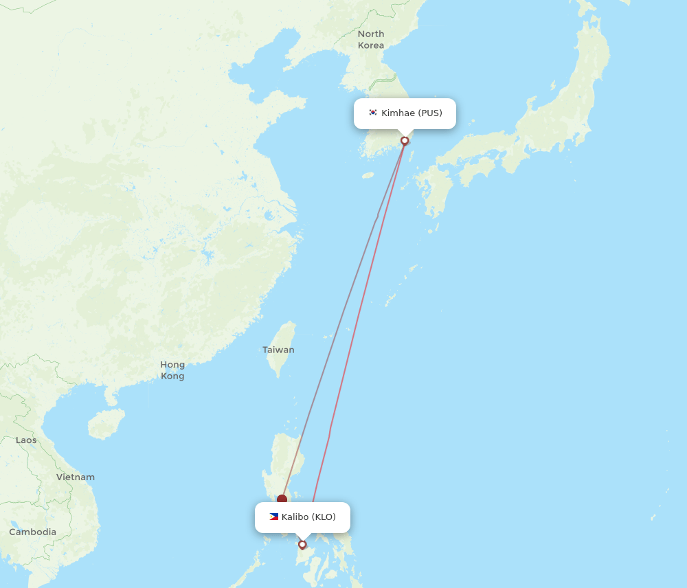 KLO-PUS flight routes