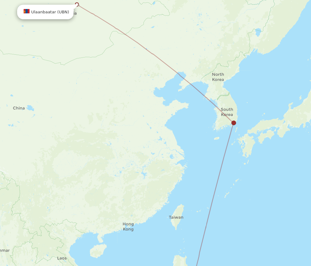 KLO-UBN flight routes