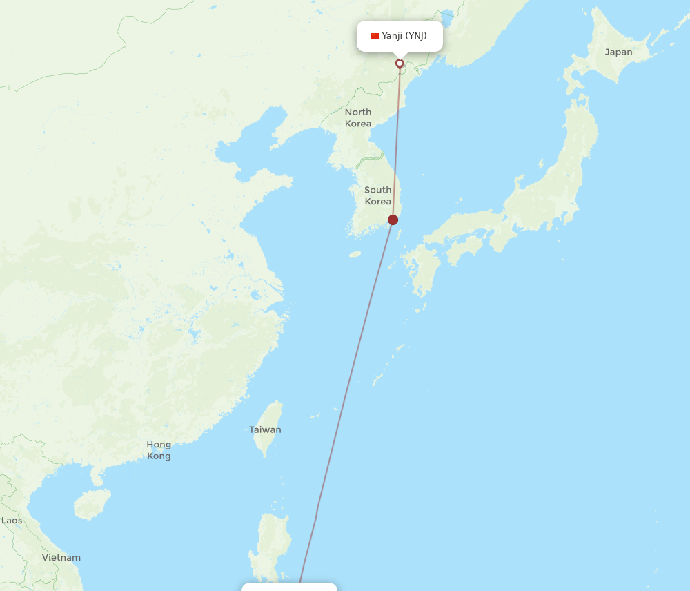 KLO-YNJ flight routes