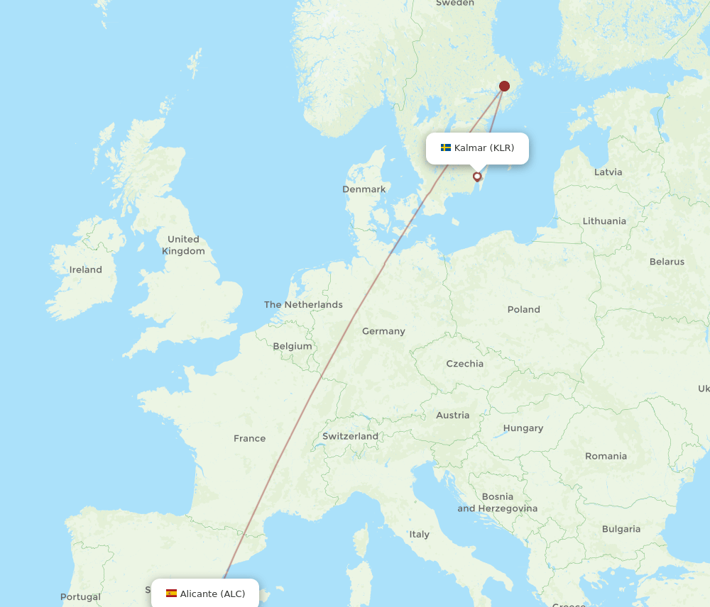 KLR-ALC flight routes