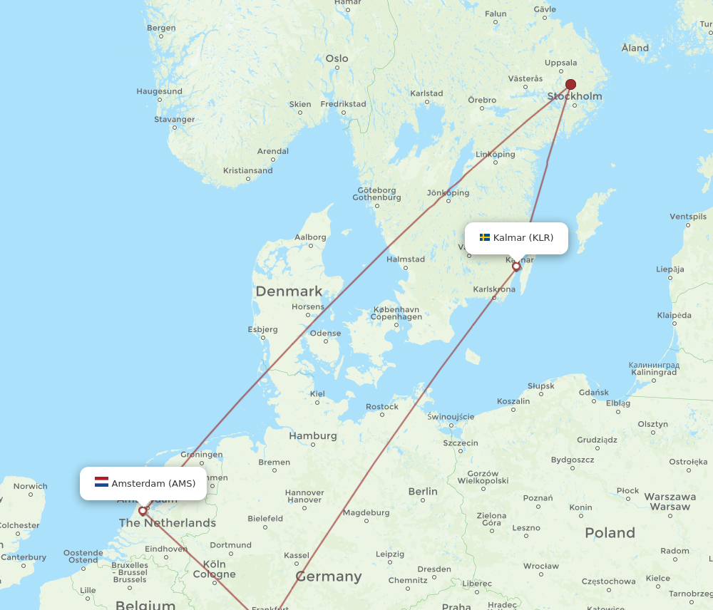 KLR to AMS flights and routes map