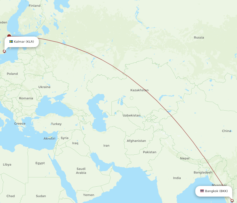 KLR to BKK flights and routes map