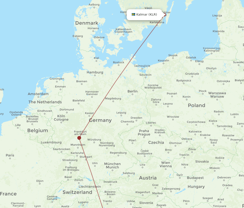 Bologna - Kalmar route map and flight paths