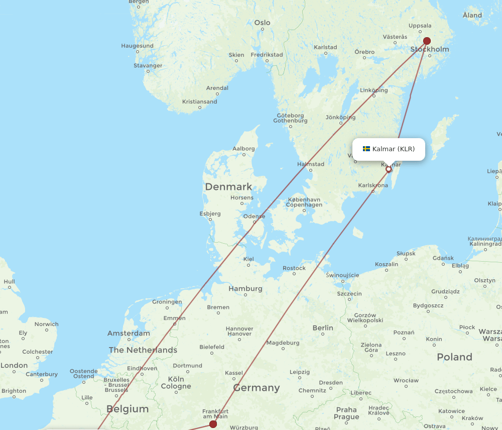 KLR-CDG flight routes