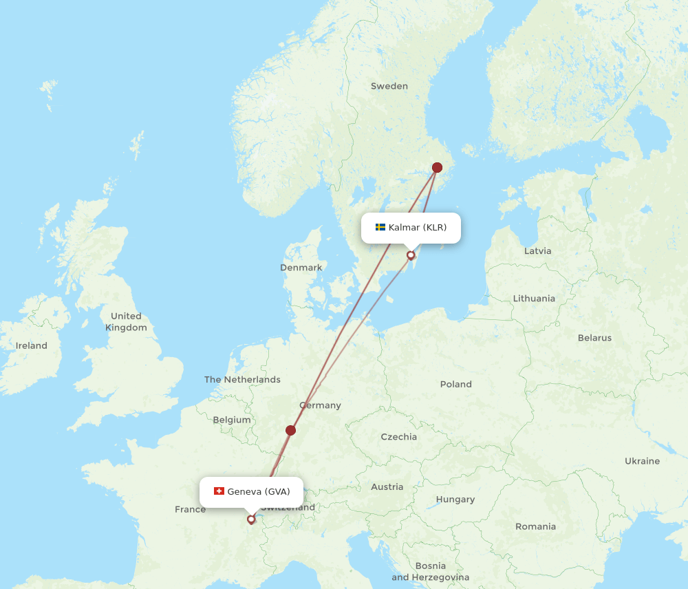 KLR-GVA flight routes