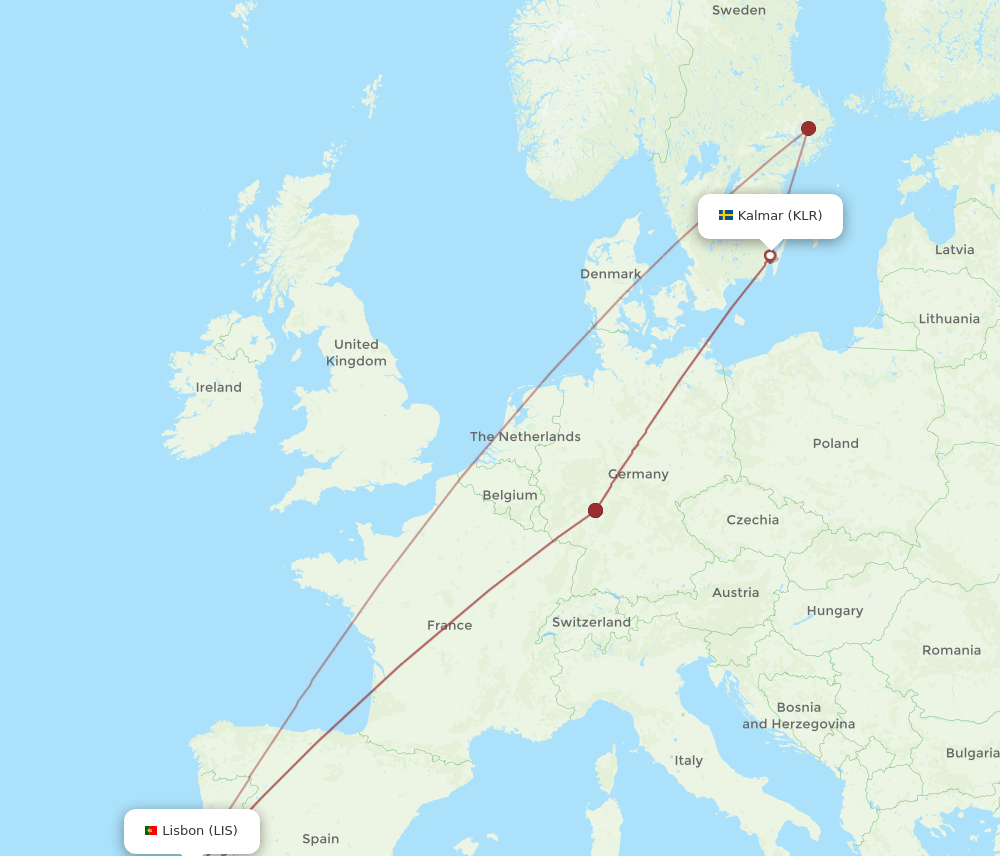 KLR-LIS flight routes