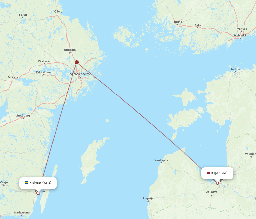 KLR-RIX flight routes