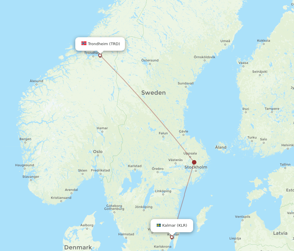 KLR to TRD flights and routes map