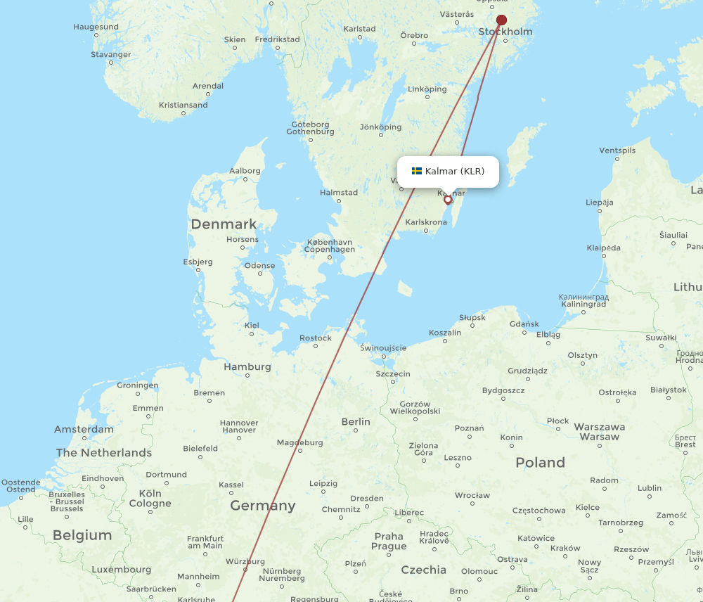 ZRH to KLR flights and routes map