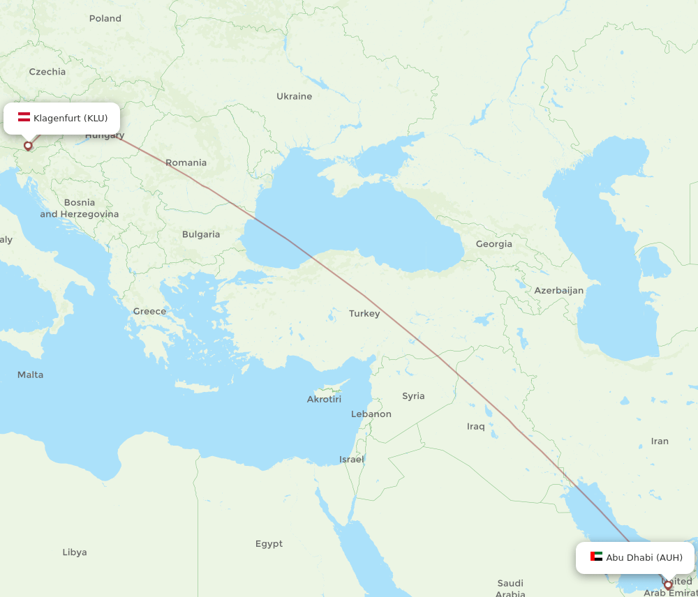 AUH to KLU flights and routes map