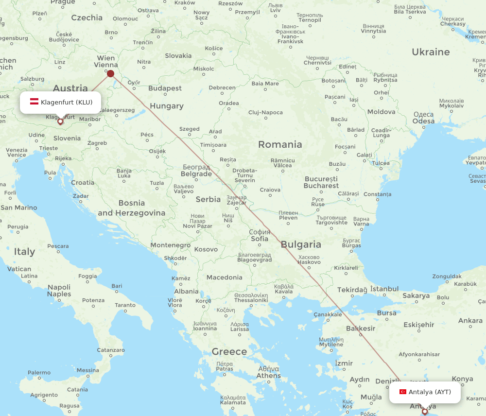 KLU-AYT flight routes