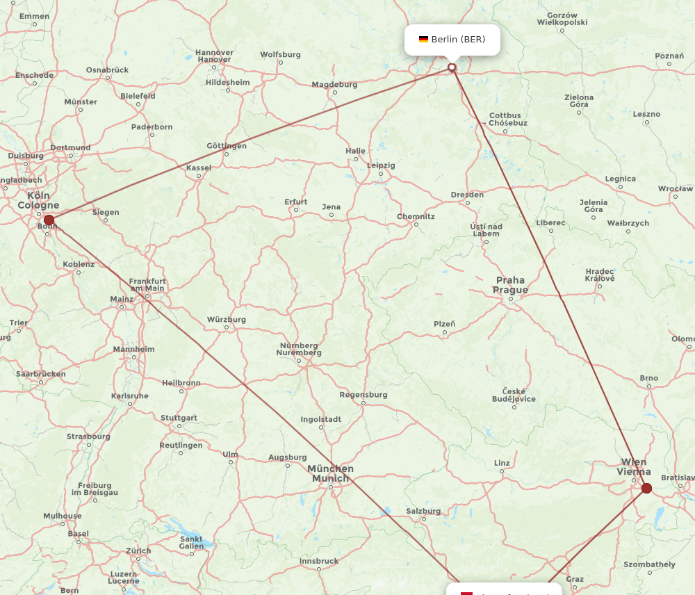 KLU-BER flight routes
