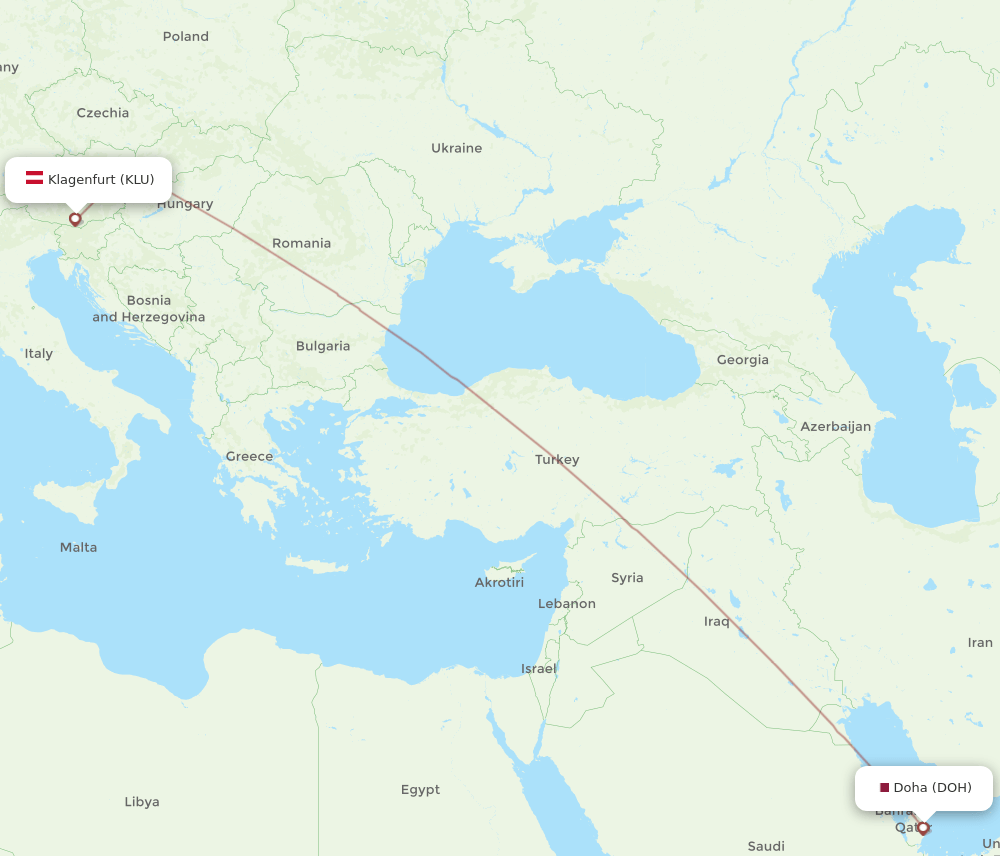KLU-DOH flight routes