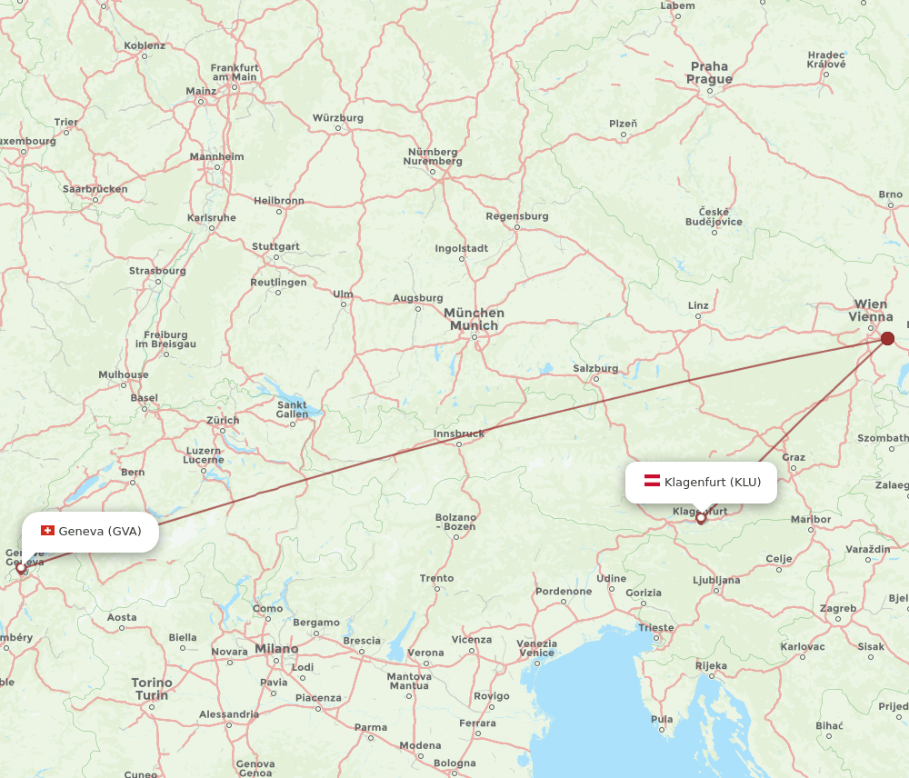 KLU-GVA flight routes